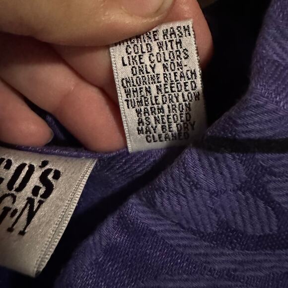 Vintage Chico's Mandarin Collar Button Up Jacket Purple Linen Long Sleeve Sz 2/M - Picture 3 of 4